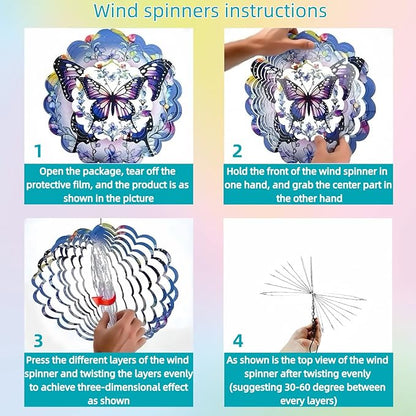 Metal Wind Spinners Outdoor Hanging Wind Spinner for Yard and Garden Decor for Outside,12In 3D Stainless Steel Peacock Wind Chime Christmas of Gifts for Women Mom