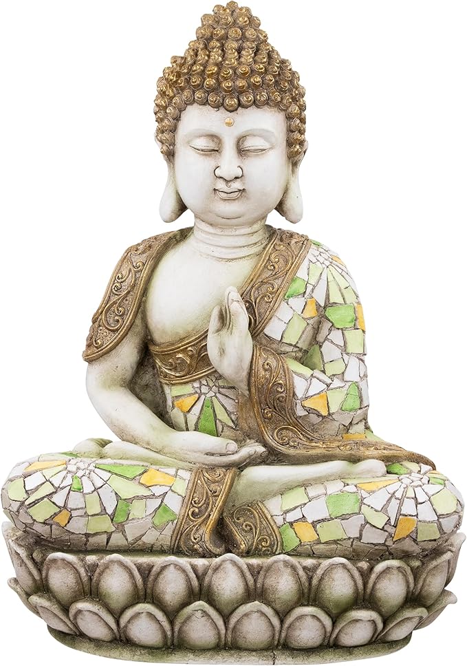 Northlight Meditating Mosaic Buddha Outdoor Ceramic Garden Statue - 19.5"