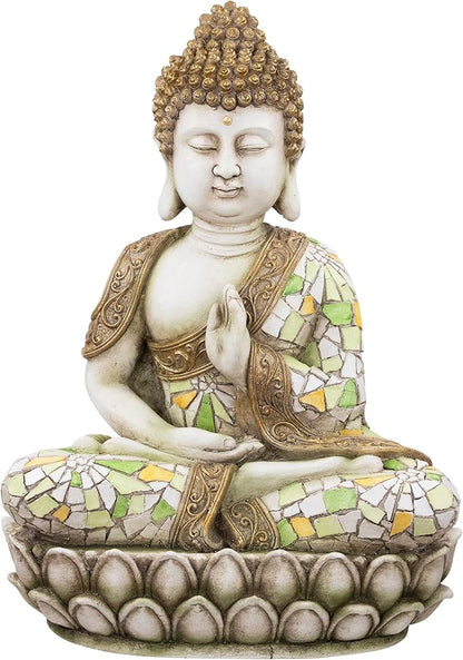 Northlight Meditating Mosaic Buddha Outdoor Ceramic Garden Statue - 19.5"