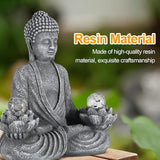 nawaza Buddha Statue Garden 8.2″ Solar Resin for Home Decor Yard Garden Patio Lawn Ornaments, Prayer Spiritual Living Figurine, Decor Outdoor Buddha Figurine Premium Gray
