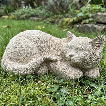 Beige Sleep Statues Outdoor Decorative, Dog Memorial Statue for Yard Lawn Patio Porch, Garden Pet Grave Marker Figures, 9.44" L x 6.29" W x 4.33" H