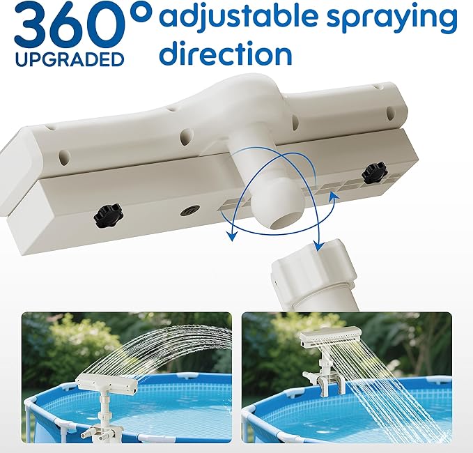 Pool Fountain for Above Ground Pools,Pool Sprinkler Fountain with Lights Upgraded 360° Adjustable Spray, Pool Waterfall Pool Accessories、Cooling & Relaxation (Beige)