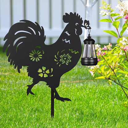 2Pack Solar Outdoor Garden Lights Stakes Solar Metal Flower Rooster Lawn Deco Statue Ideal for Chicken Lovers for Yard Art, Outside, Patio, Outdoor Decor, Garden Decorations, Lawn Ornaments