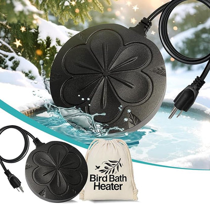 110W Bird Bath Heater for Outdoors in Winter, Submergible Cast Aluminum Chicken Water Heater with Thermostatically Controlled Bird Bath Deicer Pond Deicer for Livestock