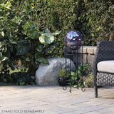 Alpine Corporation 10" Diameter Indoor/Outdoor Glass Mosaic Gazing Globe Yard Decoration, Purple Pearlized Petals Design