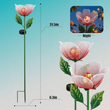 Solar Garden Lights,2 Pack Solar Metal Flowers with Breathing Light,Yard Pathway Lights Outdoor Solar Powered,Outside Lights for Yard Garden Outdoor Pathway Decor