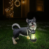 Husky Dog Garden Statue with Solar Lantern Light, Outdoor Resin Animal Figurine with Welcome & On Patrol Sign, Patio Yard Lawn Porch Decor, Housewarming Pet Memorial Gift, 9.8 Inch