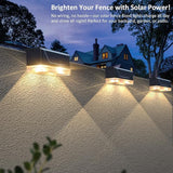 LIANGLOME 2PK Solar Fence Lights Outdoor - 3000/4000/6000K 3 Mode, IP65 Waterproof Fence Lights Solar Powered, Dusk to Dawn Solar Light for Outside, Backyard/Step/Patio/Deck/Stair Railings and Wall