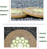 Stepping Luminous Stones for Garden, Lotus Pattern Outdoor Stepping Stone, Decorative Yard Art Step Stone for Walkways, Lawn, Patio, Path, Flower Bed (Color : Style 1, Size : 3pcs)