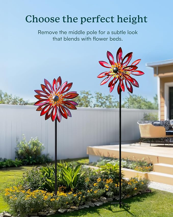 Metal Wind Spinners Outdoor - 83" Tall Wind Sculpture for Yard Garden with Ground Stake, Kinetic Yard Art Lawn Decor, Unique Gift for Garden Lover