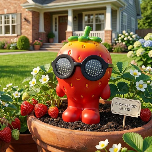 Solar Garden Statue,Cute Outdoor Statue with LED Light, Outdoor Decor for Patio,Balcony,Yard,Lawn Ornament,Birthday Gifts for Mom Grandma (Strawberry)