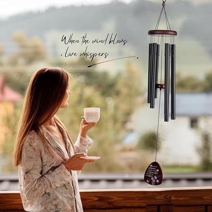 Memorial Wind Chimes for Loss of Loved One, Windchimes in Memory of a Loved One, Sympathy Gift Baskets, Bereavement Condolence Gifts, Memorial Gifts for Loss of Mom, 32" Sympathy Dandelion, Black
