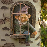 Teaeeno 12-inch Elf Out The Door Tree Hugger, Garden Gnome Statue Decor Outdoor, Large Outdoor Tree Hugger for Yard Art, Trees Decorations Outdoor Wallmounted Statue