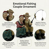 Romantic Older Couple Fishing Statue Outdoor Garden Koi Pond Decoration, Couple in Love Fisher Statues Figurine for Patio, Lawn & Yard Decor, Resin Garden Decoration, Elder Lover Fishing Sculpture