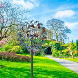 360° Wind Spinners Outdoor, Wind Sculptures Windmill with Metal Stake, 63.2" Kinetic Large Metal Yard Art Decor Spinners Pinwheels for Garden Outside Patio Lawn