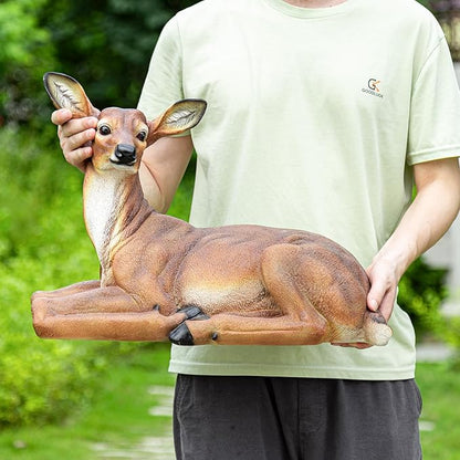 Outdoor Large-Sized Deer Garden Statue, Decorative Sculpture 21 inches Indoor/Outdoor Garden Decoy Animal Statue Forest Fawn Sculpture