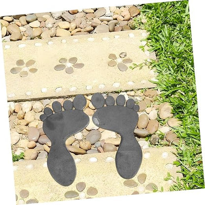 Mikikit 1 Pair Cast Iron Garden Footprint Stepping Stones Heavy Duty Outdoor Mats for Walkway Decor Low Maintenance Iron Garden Statues for Clean Pathways and Easy Access