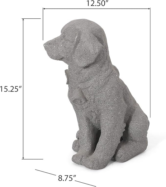 Merax Puppy Garden Statue - Outdoor Cast Stone Decor, Stone Gray Finish, Weather-Resistant Patio or Yard Art, No Assembly Required