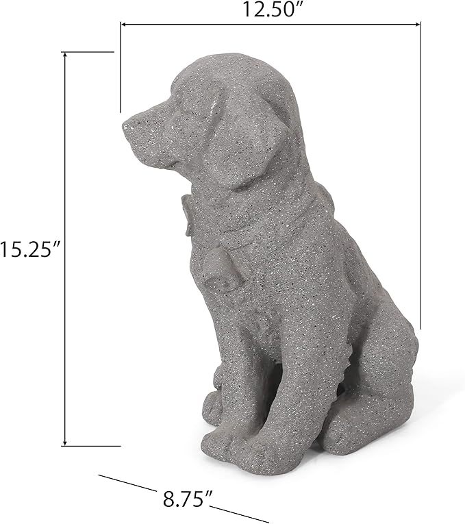 Dog Statue, Outdoor Dog Statue, Stone Gray, No Assembly Required