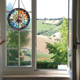 Compass Stained Glass Window Hanging Compass Sun Catcher Decor New House Decor Christmas Suncatchers for Home Windows Hanging Decoration, 7.87inch