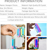 HDCRYSTALGIFTS 6 Pack 3'' Crystal Sun Catchers, Rainbow Maker Hanging Crytals for Windows Sticks Prism Suncatchers for Garden Home Decor Glass Ornaments for Christmas Tree