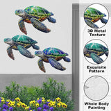 John's Studio 3Pcs Metal Turtle Sea Wall Decor Outdoor Garden Hanging Art Sculptures Home Ocean Theme Decorations for Kitchen Bathroom and Pool
