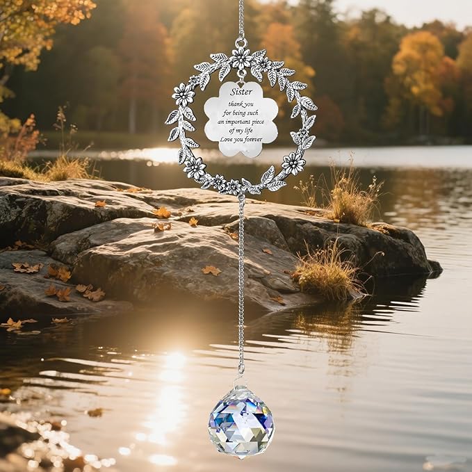 Thank You Gifts for Sister, Suncatcher Birthday for Sister Women, Sun Catcher Gifts for Sister Christmas Birthday Thanksgiving