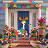 Abbylike 4 Pcs/set Mexican Porch Goose Outfits Cinco De Mayo Yard Goose Costume Clothes with Fiesta Sombrero Beard Flag Fit 23'' Cement for Mexican Fiesta Garden Patio Yard Statue Pathway Decoration