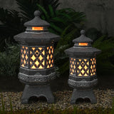 TERESA'S COLLECTIONS Pagoda Garden Statues with Solar Outdoor Light, Resin Zen Garden Lantern Asian Decor Outdoor Statues Lawn Ornaments Patio Porch Yard Decor Gifts for Dad 8.3'' (Stone Finish)