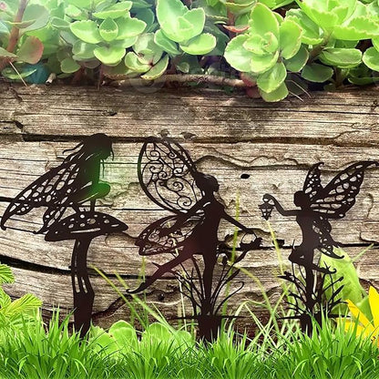 6-Piece Decorative Garden Stakes，Garden Decoration, Metal Flower Fairy，Fairy Garden Decor