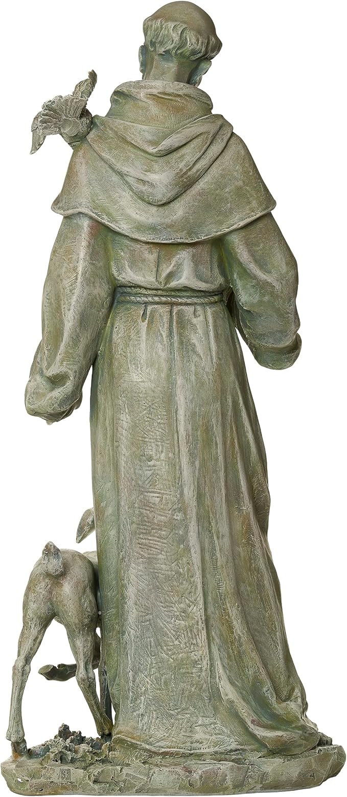 Joseph's Studio by Roman – 36.5" St. Francis with Fawn Garden Statue – Religious Outdoor Decor for Yard, Lawn, or Memorial