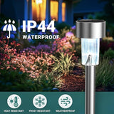GIGALUMI Solar Lights Outdoor Waterproof, 12 Pack, Stainless Steel LED Solar Garden Lights for Patio, Lawn, Yard and Landscape, Cold White