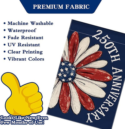250th Anniversary America Garden Flag, 250 Anniversary USA Flag Patriotic Banner 250 Years of Freedom Yard Sign 4th of July Double-Sided Waterproof 1776-2026 Commemorative Flag 12x18 Inch