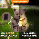 Solar Bear Statue for Outdoor, Garden Decor with Strong Lighting for Yard Art Lawn Ornaments Porch Patio Balcony Home House - Holiday Gifts for Family and Friends