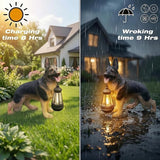 German Shepherd Garden Statue with Solar Lantern, Lifelike Dog Outdoor Decor with Interchangeable Welcome & On Patrol Sign, Waterproof Resin Animal Figurine for Porch, Yard, Patio, Dog Lover Gift