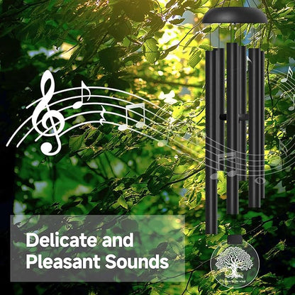 Solar Wind Chimes for Outside, 6 Tubes Relaxing Melody Wind Chimes with Tree of Life LED Windcatcher, Windchimes for Garden Patio Decor, Great Gift Idea for Mother's Day