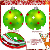 Rtteri 30 Pcs Christmas Outdoor Yard Ornaments 4.9 Inch Double Sided Lawn Decorations Red Green Christmas Hanging Ornaments Plastic Holiday Decorations for Xmas Home Yard Tree Porch Decor