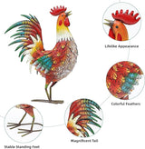 21" Metal Rooster Yard Decor, Outdoor Garden Statues, Metal Chicken Sculpture for Backyard Patio Kitchen Decor