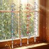 Suncalla 4 Pcs Crystal Sun Catcher for Window Hanging Spiral Gazing Ball Spiral Tail Wind Spinners Outdoor Crystal Ball and Chain Crystals Beads for Indoor Outdoor Garden Patio Porch Decoration