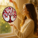 8'' Love Heart Tree Sun Catcher - Stained Glass Window Hanging, Suncatcher for Window Doors Home Decor | Christmas, Birthday, Mother's Day, Valentine's Day Gifts for Her, Girlfriend, Wife, Mom, Friend