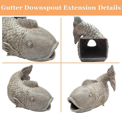 Teaeeno Fish Gutter Downspout Extension Decoration,3''x4'' Downspout Extender Diverter Splash Block Sculpture Outdoor Decor,Animal Resin Statue Ornaments, for Garden,Terrace,Lawn,Yard