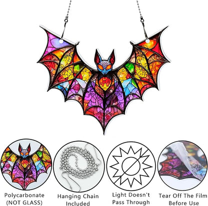Bat Halloween Ornaments Colorful Window Hanging Decorations Home Wall Decor for Indoor Outdoor