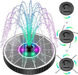 SZMP 3.5W Glass Solar Fountain with Swivel-Out Fixed Rods, Solar Bird Bath Fountains with LED Lights and 2000mAh Battery, 7 Nozzles, Outdoor Solar Water Fountain Pump for Garden, Pool, Pond (White)