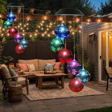 Christmas Solar Wind Chimes for Outside, Color Changing Ball Christmas Decorations Wind Chimes Outdoor Solar Hanging Lights for Garden Yard Patio Party, New Year Birthday Gifts for Mom Women Grandma