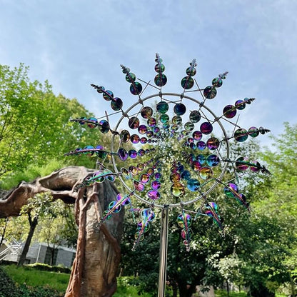 Metal Windmill Decorations,Wind Spinner for Garden,3D Wind Powered Kinetic Sculpture,Wind Catcher for Yard Art, Lawn, Garden Decor