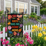 Hate Has No Home Here Black Garden Flag, 12 x 18 Inch Double Sided Protest Themed Decor Flag for Outdoor Garden Yard Porch, Social Justice Gifts for Equality Supporter, Diversity Welcome Sign