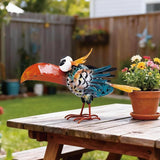 Bird Sculpture Yard Decor - Funny Shut Up Big Eyes Metal Birds Statue for Garden Patio Lawn Outdoor Standing, Art Figurine Desk Decoration Ornament Gifts for Housewarming Christmas