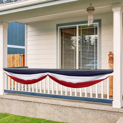 EBaokuup 20x2 Ft Large Patriotic Bunting US Flag Decorations-Double Sided Printed 4th of July Banner Decor Red,White & Blue Stripe Flag-American Patriotic Bunting Flags Hanging for Independence Day Outdoor Porch Garden