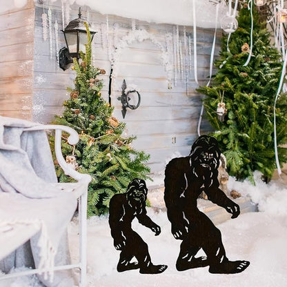 TT & MM Bigfoot Yard Decor Metal Garden Stakes,Set of 2 Big Foot Sasquatch Gifts for Men/Women,Outdoor Bigfoot Silhouette Statues for Yard Art,Patio,Lawn - 15.7”H x 8.3”W & 7.8”H x 4.1”W