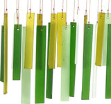 Blue Handworks Spring Colors Glass and Driftwood Chime - Sandblasted Glass and Found Wood Hand Crafted Wind Chime